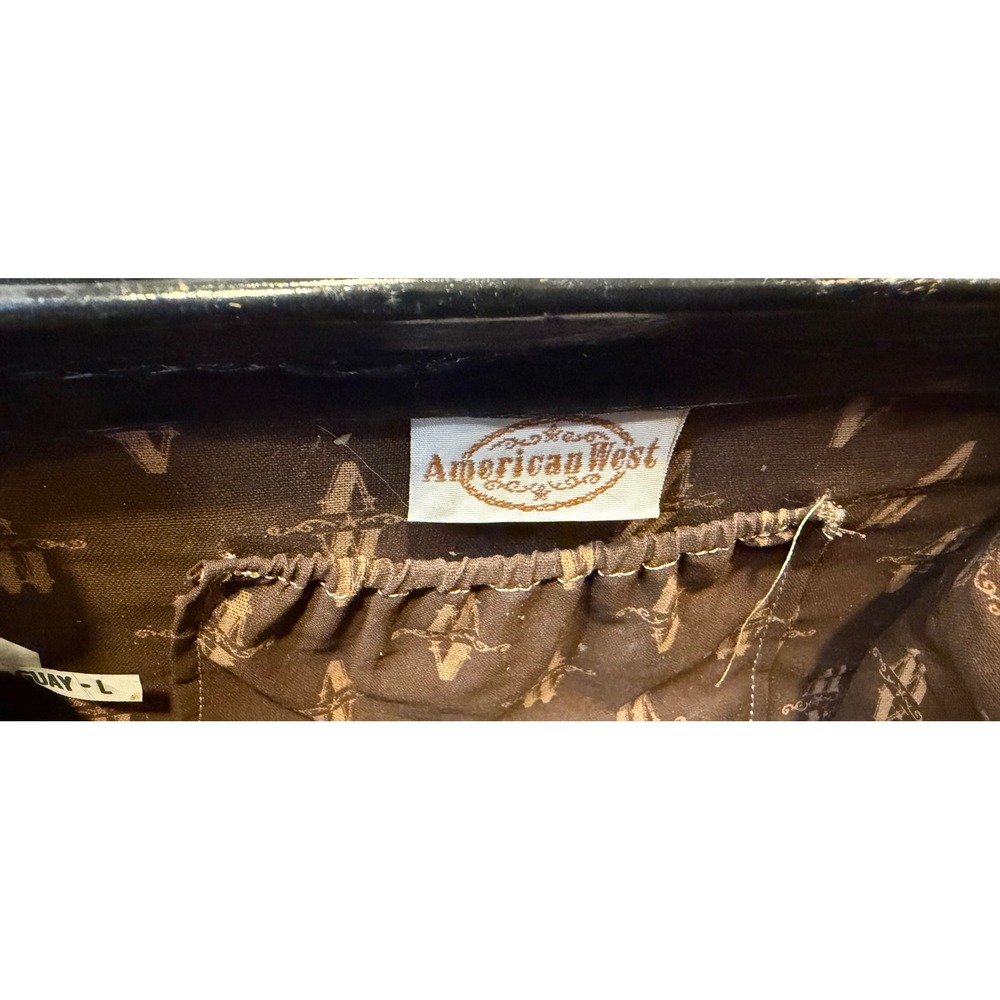 American West Tooled Leather Doctor Bag Western Crossbody Satchel Black Brown - Picture 5 of 9